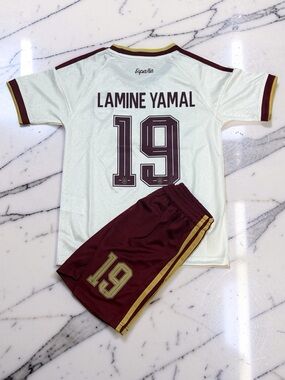 Spain Lamine Yamal #19 Kids Soccer Jersey Set | Youth Football Uniform
